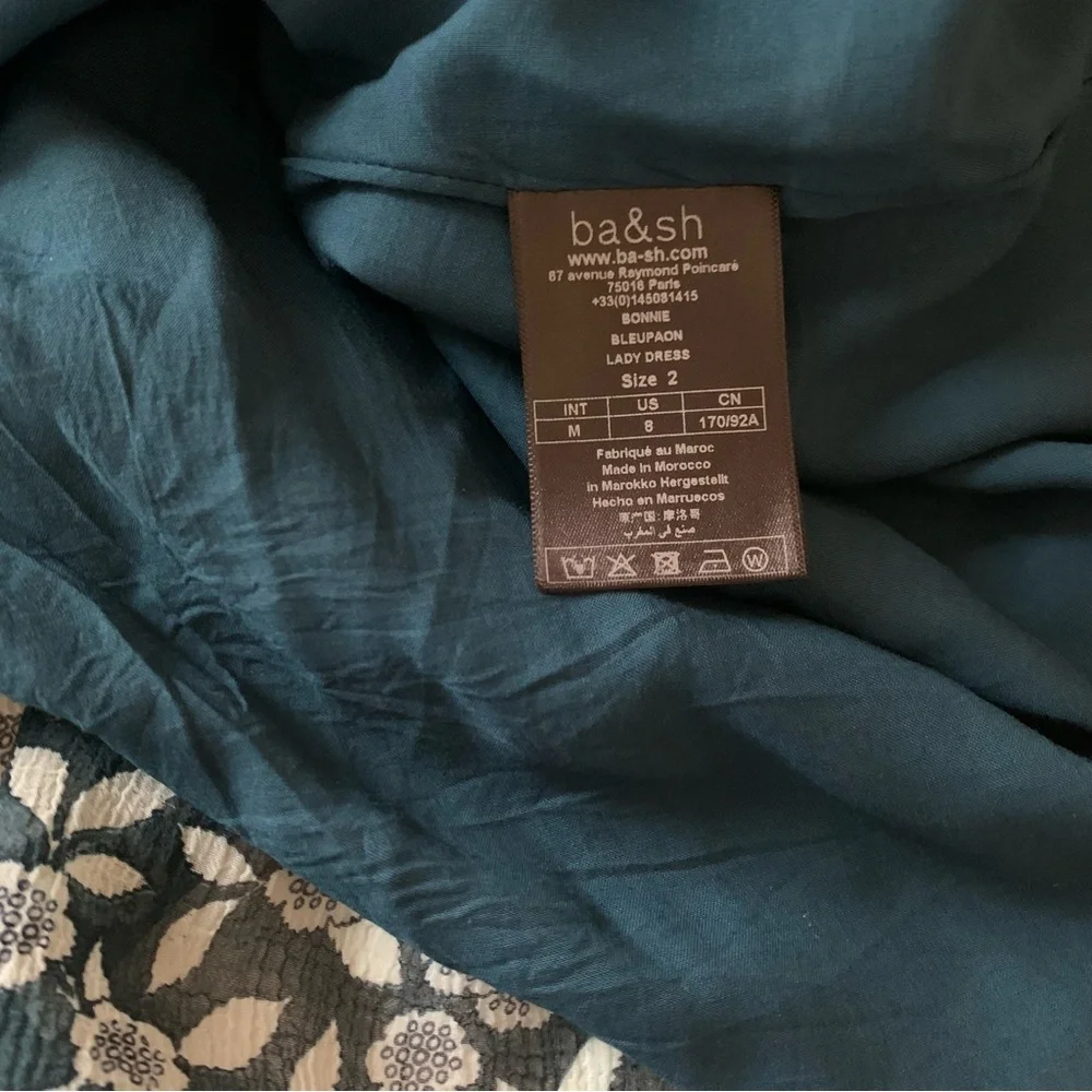 ba&sh Bonnie Bleupaon Blue Floral Midi Dress, Medium - Picture 15 of 16